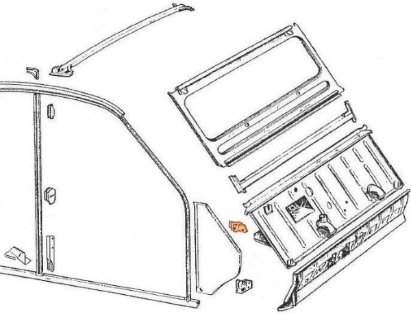 Türscharnierhalterung rechts oben 2CV / AK
